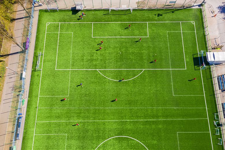 Drone over a football pitch